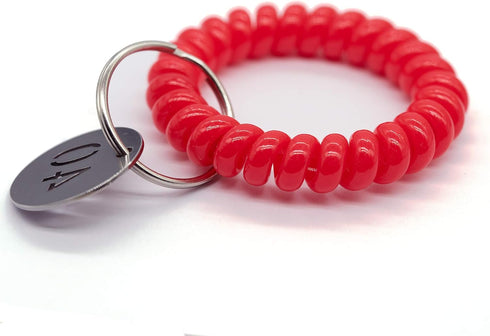 StayMax 50 pcs Stretchable Key Ring Band, Black Spiral Wrist Coil Keychain for Number Tag