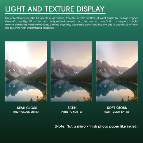 8.5x11 In,200 200GSM/52LB Laser Photo Paper Sheets Semi Gloss Double Sided High-Heat Resistant Smudge Proof