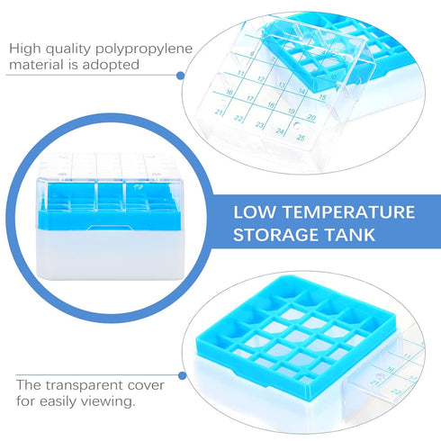 iplusmile Polycarbonate Freezer Boxes, 25-grids Cryovial Storage Box, Polycarbonate CryoBox Vial Rack for