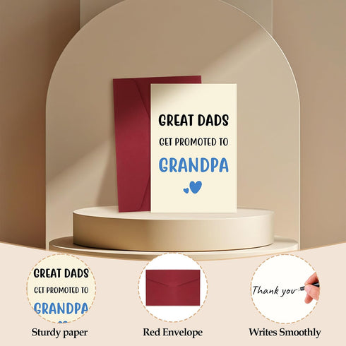 JoyrnalK New Grandpa Card - Pregnancy Announcement Cards For Grandpas Promoted To Grandpa Baby Reveal Card First