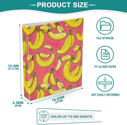 J JOYSAY 1.5 Inch 3 200 2 Pack Banana Ring Binder with Clipboard Round Ring Binder Clipboard Binder Holds Sheets