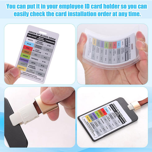 PEUTIER 5pcs 5pcs Order of Blood Draw Beads & Reference Cards, Order of Blood Draw Vertical Badge Card Phlebotomy