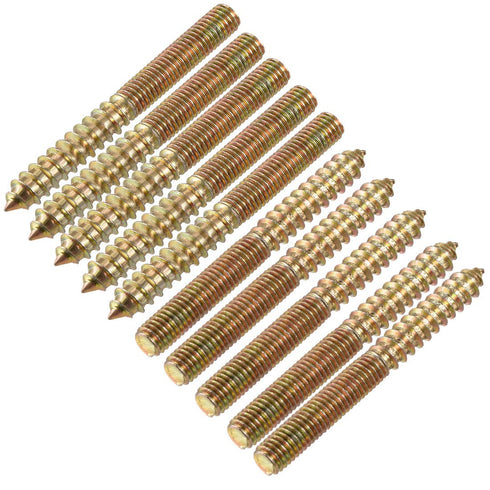uxcell M8 Double Headed Hanger Bolts, 3" (75mm) Self-Tapping Screws for 8mm Wood Joint Furniture Legs, 10pcs
