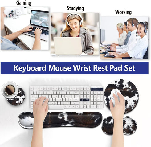 Keyboard Wrist Rest and Mouse Wrist Rest Support Set, Padded Memory Foam, Non-Slip Base for Office Accessories, Cute