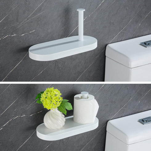 304 Holder.93088MW RANDOM Matte White Toilet Paper Holder with Phone Shelf, SUS Stainless Steel Modern Bathroom