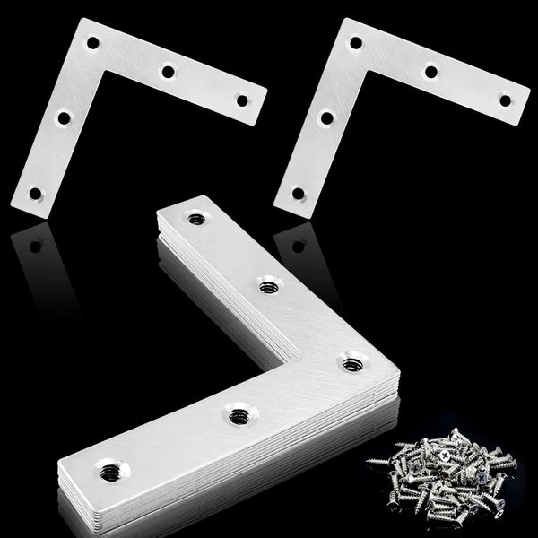 Jiozermi 12 Pcs Flat Corner Brace, L Type Shelf Bracket 3.15"x3.15", Heavy Duty