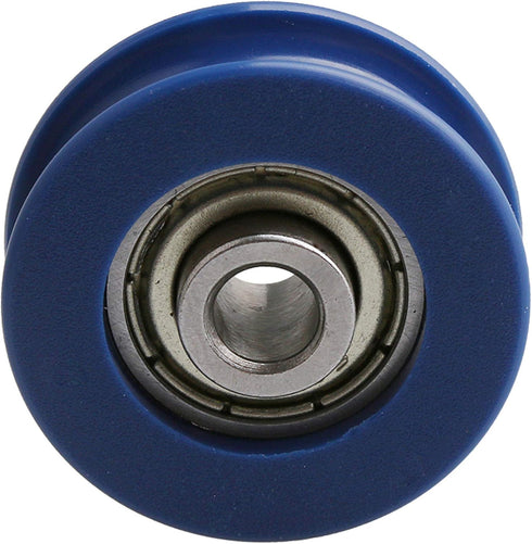 CNBTR 3mm Depth U-Type Blue Plastic Bearing Guide Pulley Wheel, Pack of 4