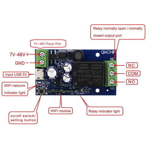 Ewelink WiFi Wireless Smart Relay Module USB 5v/12v/24v/48v Inching Selflock Remote ON Off Power Switch for Access Control,Turn on PC, Compatible with Alexa Google Home