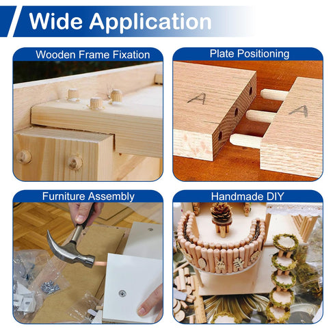 MroMax 20Pcs Wooden Dowel Pins - 8 x 30mm, Approx 5/16" x 1-3/16" Fluted Beveled Hardwood for Furniture DIY Projects