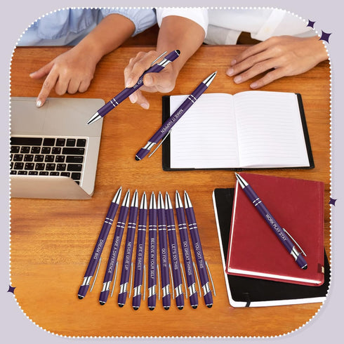 Zonon 12 Pieces Fine Point Inspirational Motivational Pens, Fun Quotes Ballpoint Pens for School Office Gifts (Dark