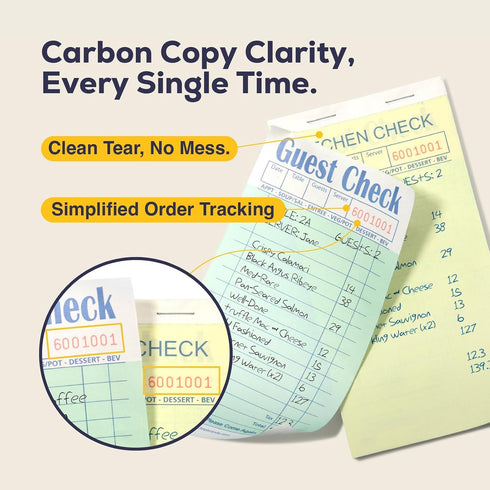 1000 (20 2 FMP Brands Double Part Guest Check for Servers, Server Note Pads Sheets Pads), Server Books for Waitress
