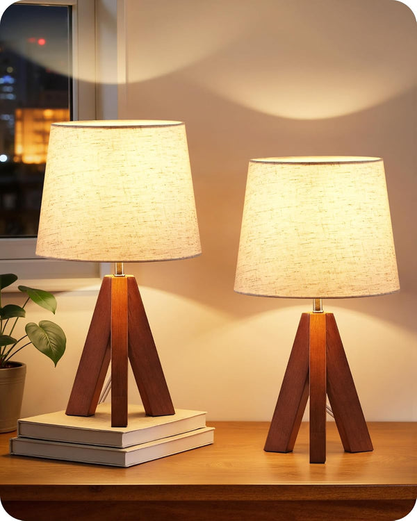 Tripod Table Lamps Set of 2, Small Bedside Lamps, Modern Nightstand Lamp