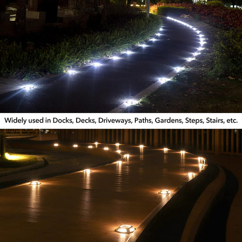4 Pack, 2 AGPTEK Solar Driveway Lights Outdoor Color Modes LED Deck Dock Marine Waterproof Driveway Marker Lights