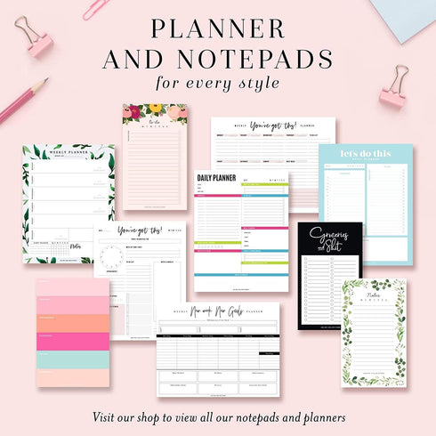 Bliss Collections Monthly Planning Pad - To Do List Notebook, Undated Tear-Off Sheets Notepad, Work Calendar,