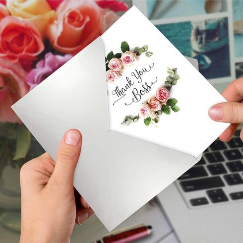 The Best Card Company Boss Thank You Greeting Card with 5 x 7 Inch Envelope (1 Card), Elegant Flowers C4175ABYG