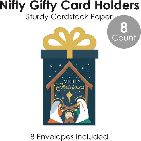 Set 8 Big Dot of Happiness Holy Nativity - Manger Scene Religious Christmas Money and Gift Card Sleeves - Nifty Gifty