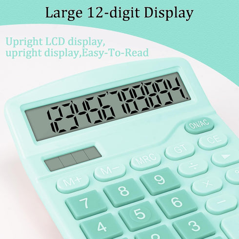 Calculator, Desktop Large Display, Battery and Solar Powered, Simple Small Calculator for Office, Home, School, Blue