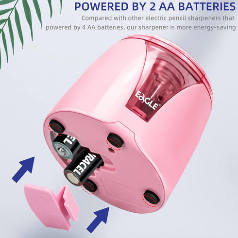 Eagle Electric Pencil Sharpener, Battery Powered with Large Shaving Holders, Suitable for Kids and Office Use