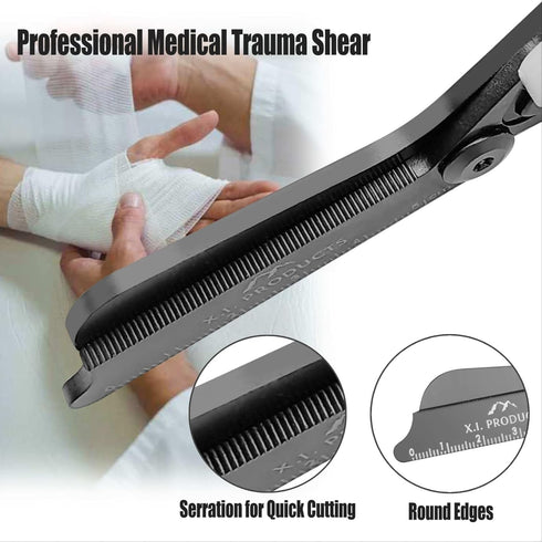 X.I. Products 6 1 in Multifunctional Trauma Shears Foldable with Strap Cutter | Heavy Duty Stainless Steel Emergency