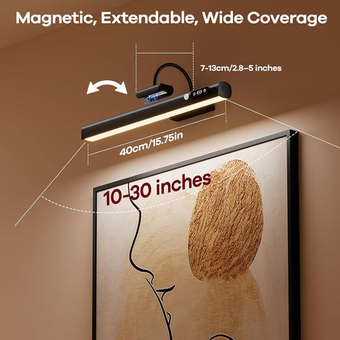 15.7'' 9000mAh Picture Lights for Wall with Motion Sensor & Rechargeable Battery, Picture Light for Paintings