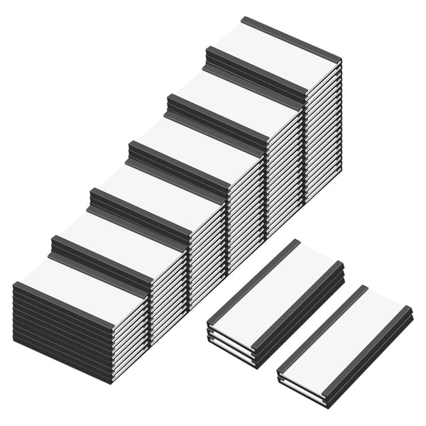 C Channel Magnetic Label Holders, 1x2 Inch with Paper Inserts, Pack of 100 for File Cabinet Labels