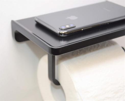 Commercial Linkaa Wall Mount Toilet Paper Holder with Shelf Matte BlackZinc Alloy Toilet Tissue Holder with Phone