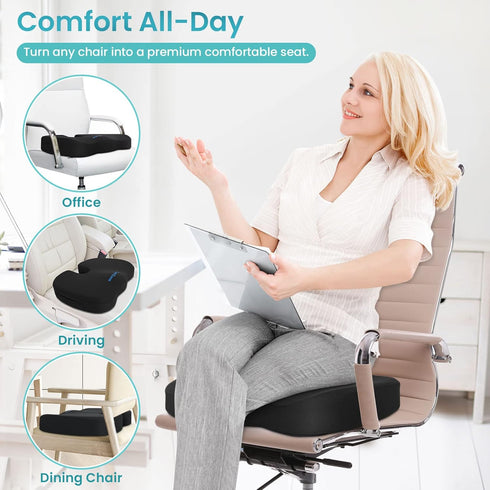 Tailbone Office Chair Seat Cushion, Cooling Gel Enhanced Memory Foam Cushion for Long Sitting - Back, Sciatica, Coccyx