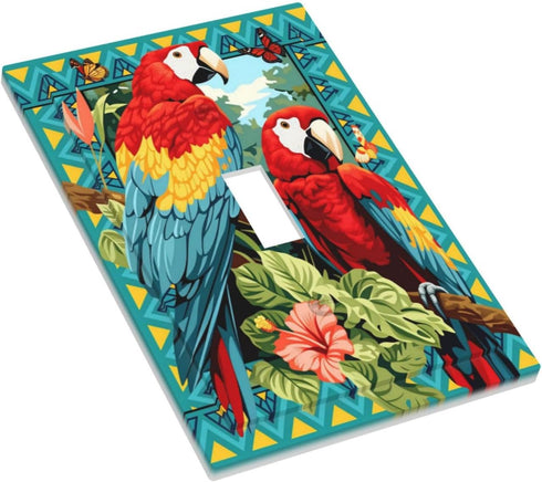 HTSAHKV 3 5 Inch Parrot Bird Wall Plate Light Switch Cover Single Gang Outlet Faceplate Print Plate Cover X