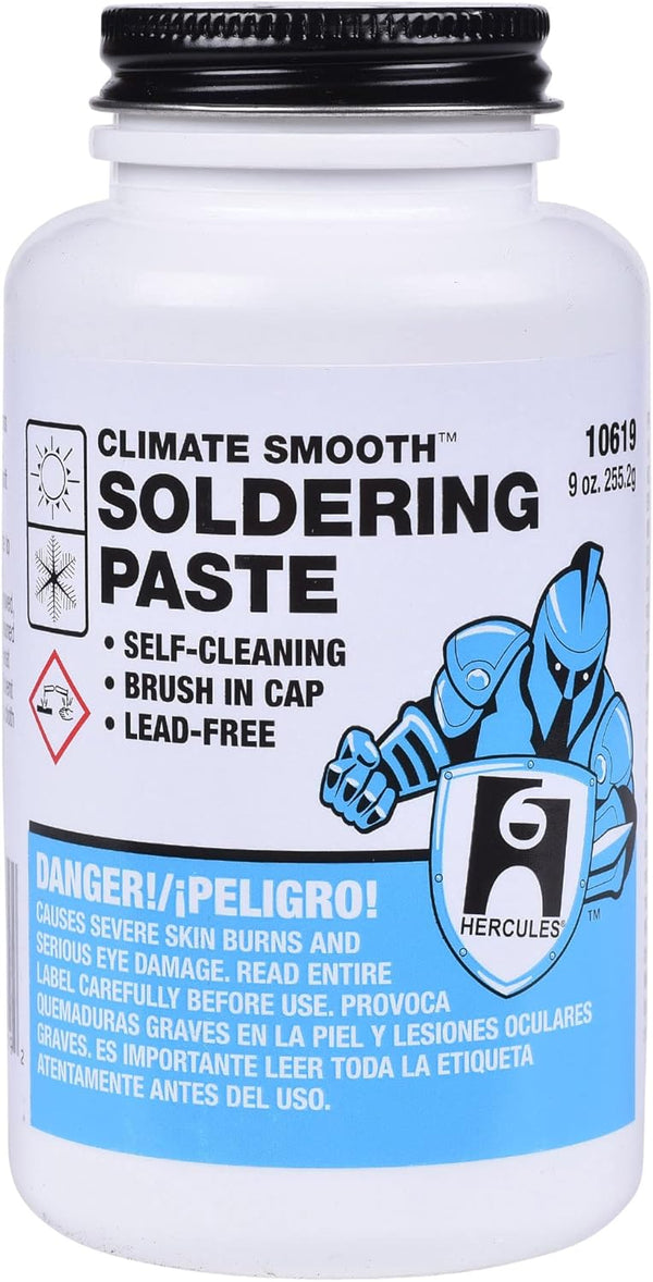 Hercules Climate Smooth Soldering Paste, Lead Free, Self Cleaning with Screw Cap Brush #10619