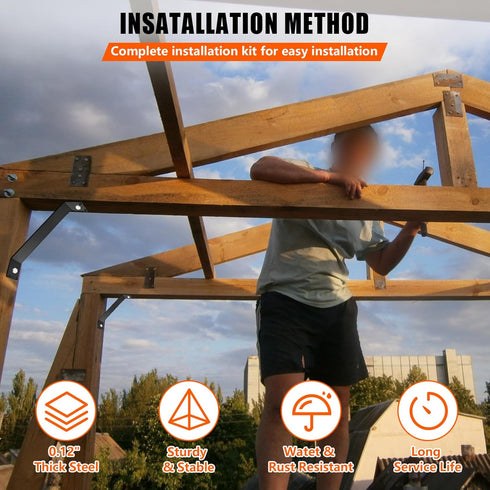 45 Degree Inside Mount Brackets 7"x1-1/3", Heavy Duty Steel Brackets for Wood Post to Beam Support, 8 Pack Angle Knee