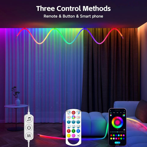 13.1ft 360 5V IP67 Tyute LED Rope Lights, Neon LED Lights Strip with Degree Luminous, USB Flexible Waterproof Music