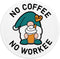 YAZMEEN No Coffee No Workee Mouse Pad, Funny Gnome Mousepad with Non-Slip Rubber Base, Cute Round Mouse Mat