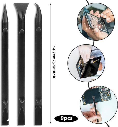 Crevice Cleaning Tool, 9 PCS Carbon Fiber Plastic Scraper Set for Car Detailing, Non-scratch Multi-purpose Tool