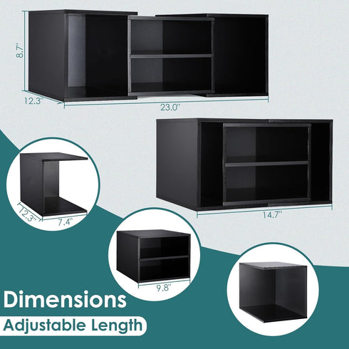 EMERIT Large Adjustable Printer Stand, 2-Tier Desktop Paper Organizer Shelf for Home Office, Black