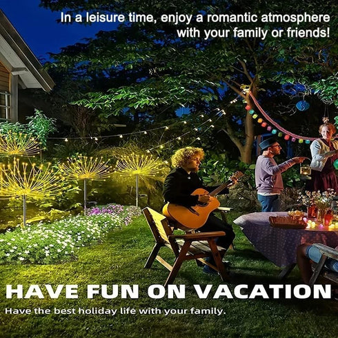 XIHAMA Solar Garden Lights 2 Pack, 150 LED Fireworks Garden Lights with 8 Lighting Modes, Waterproof Outdoor Lamp