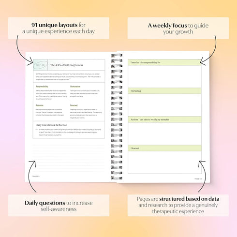 Switch Research 91-Day Self-Love Diary - Therapist Recommended Self-Care to Practice Gratitude and Mindfulness