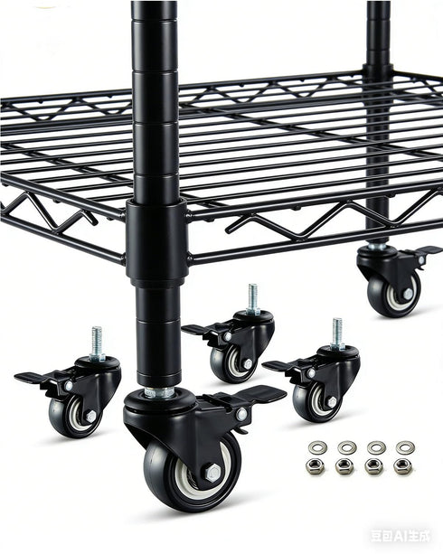 1.5in M8x25 4) Heavy Duty Swivel Caster with Threaded Bar, Nut Spacer, for Shopping Carts, Workbenches and Furniture