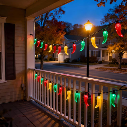 35 18 LED Red Green and Yellow Chili Pepper Christmas Lights, Ft Green Wire House Decorative Lighting String