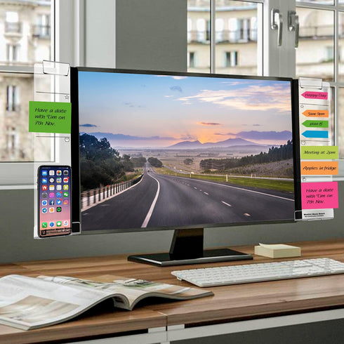 Set of 2 Monitor Memo Boards for Computer, Multifunction Acrylic Screen Message Reminder Pad with Phone Holder