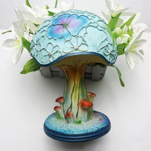 Gutsyluv Painting Mushroom Table Lamp, 5.9 Inch New Stained Glass Plant Night Light,