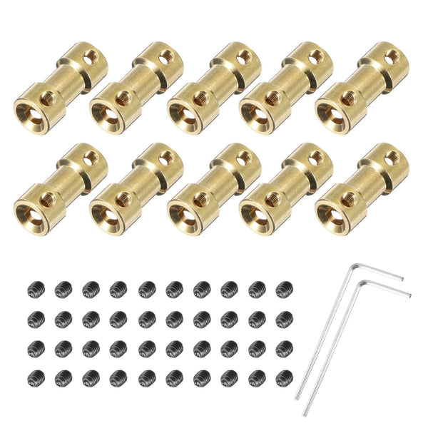 MECCANIXITY 10pcs 5mm to 5mm Brass Shaft Coupling Joint Connector, Flexible Motor Shaft Coupler for RC Model Car