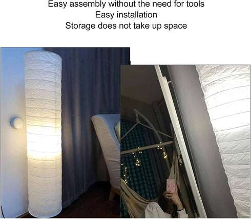 94cm 37 Inch Rice Paper Floor Lamp Shade, Rice Floor Lamp Cover for Living Room Bedroom, Minimalist Design, Easy