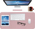 Boutilon Leather Desk Pad Protector, Non-Slip Mouse Pad, Waterproof Leather Desk Blotter for Office & Home, M-Pink