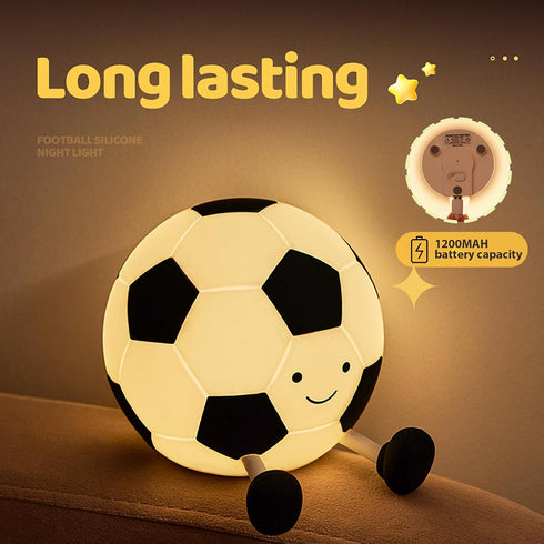 AGEK 3 Dimmable Soccer Night Light for Kids, Cartoon Soccer Lamp Silicone Baby Nursery Night Light with Level