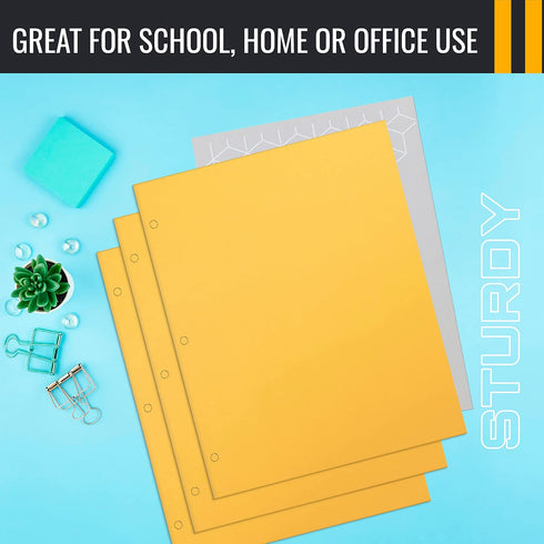 Better Office Products Two Pocket Portfolio Folders, 50-Pack, Yellow, Letter Size