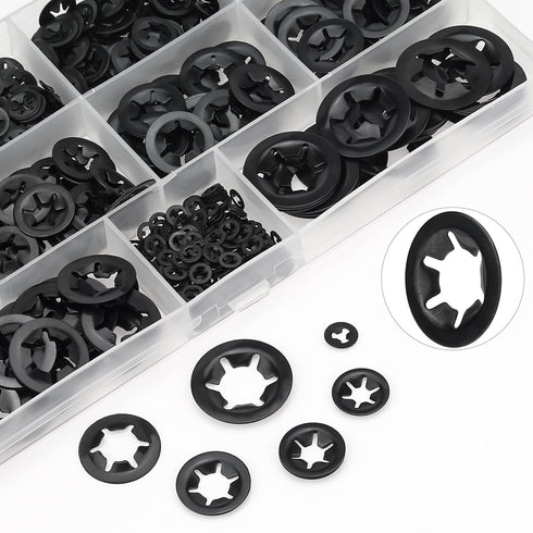 360 Pieces Internal Tooth Star Lock Washers, 9 Sizes Quick Speed Locking Washers Fasteners Assortment Kit