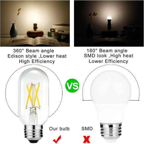LiteHistory E26 Edison Bulb 6W Equivalent E26 LED Bulb 60 Watt Dimmable Neutral White 4000K E26 Light Bulb AC120V 600lm Tubular T14 T45 LED Bulb for Pendant,Sputnik,Vanity,Chandeliers Pack of 6 by LiteHistory