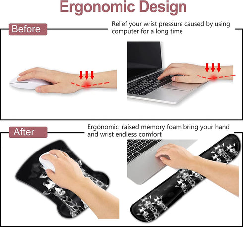 Rectangular Mouse Pad Wrist Protector with Cool Giraffes, Ergonomically Non-Slip Rubber Comfortable Computer Keyboard