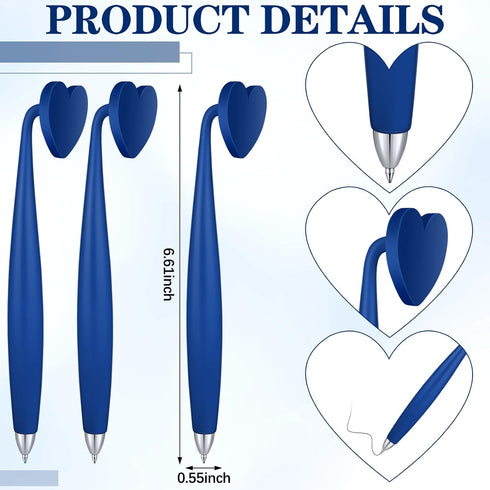 Glenmal 3 Pcs Magnetic Pens Funny Wiggle Pen Black Ink Magnet Heart Pens for Fridge and Other Magnetic Surfaces, Gifts Office School Supplies (Blue)