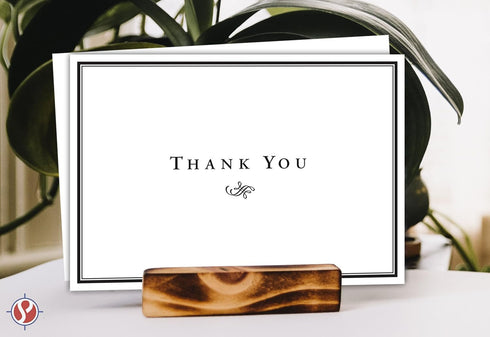 Set 25, 5x7" Thank You Cards For Small Business, Bulk of Folding Greetings, Ships Flat, Blank Inside + Envelopes